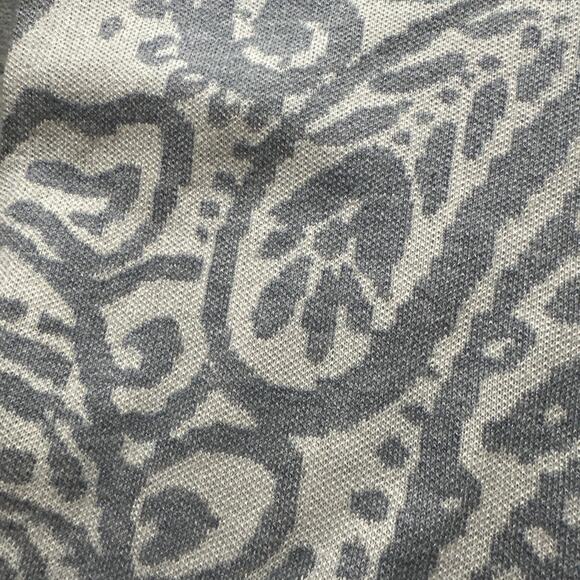 Cynthia Rowley Sweater Ivory Blue Paisley Short Dolman Sleeve Mock Neck XLarge - Picture 4 of 4